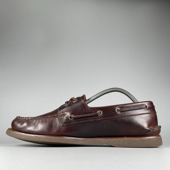 Sperry Top Sider Gold Cup Mens 10.5 Brown Leather 2 Eye Moc Toe Boat Shoe Casual - Picture 7 of 9